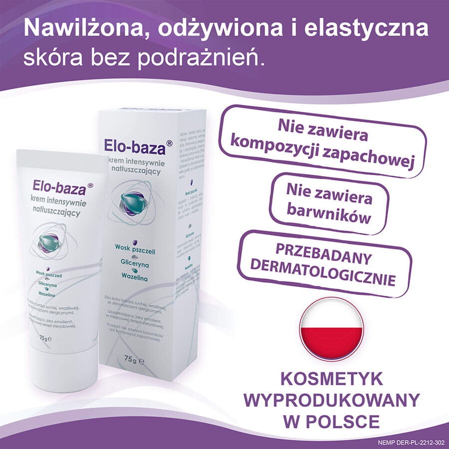 Elo-base, cremă de ungere intensivă, piele foarte uscată, sensibilă și alergică, 75 g