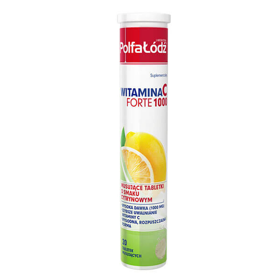 Laboratoria PolfaŁódź Vitamina C Forte 1000, gusto limone, 20 compresse effervescenti