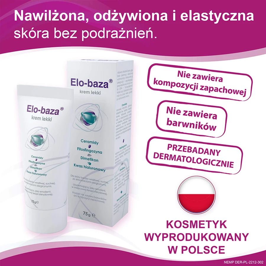 Elo-base, crème légère, peaux très sensibles et sèches, 75 g