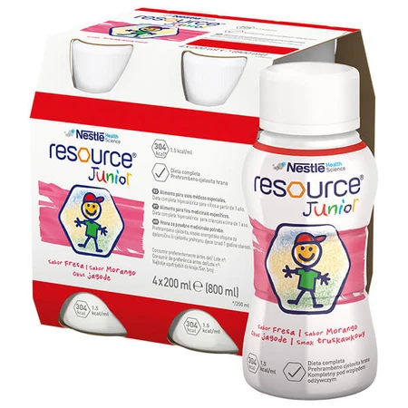 Resource Junior, nutritionele bereiding vanaf 1 jaar, aardbeiensmaak, 4 x 200 ml