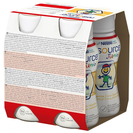 Resource Junior, preparación nutricional para mayores de 1 año, sabor vainilla, 4 x 200 ml