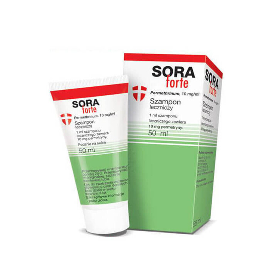 Sora Forte 10 mg/ml, medicated shampoo against lice, 50 ml Sora Forte 10 mg/ml, medicated shampoo against lice, 50 ml