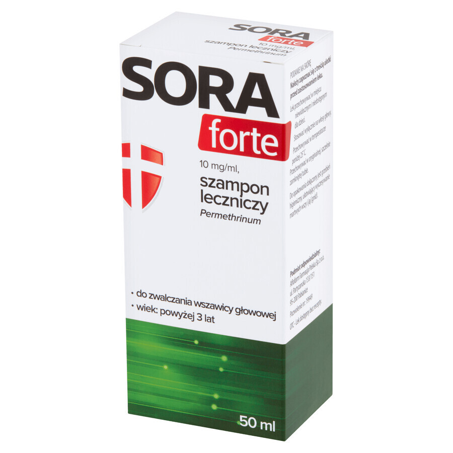 Sora Forte 10 mg/ml, medicated shampoo against lice, 50 ml Sora Forte 10 mg/ml, medicated shampoo against lice, 50 ml