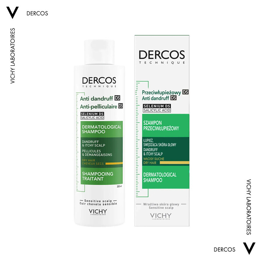 Şampon anti-mătreață pentru scalp sensibil Dercos Sensitive, 200 ml, Vichy