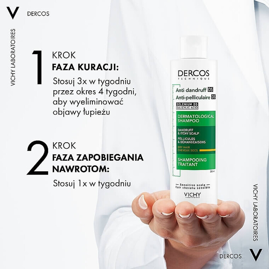 Şampon anti-mătreață pentru scalp sensibil Dercos Sensitive, 200 ml, Vichy