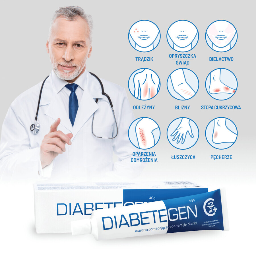 Diabetegen, ointment for promoting tissue regeneration, 40 g Diabetegen, ointment for promoting tissue regeneration, 40 g