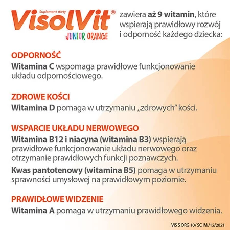 Visolvit Junior Naranja, para niños mayores de 3 años, 10 sobres
