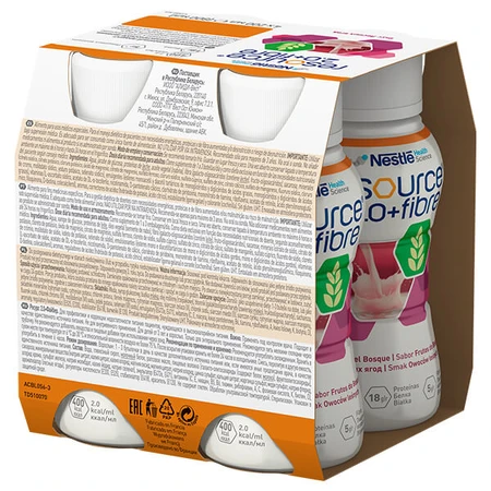 Resource 2.0 + Fibre, suplemento nutricional, sabor a frutos del bosque, 4 x 200 ml