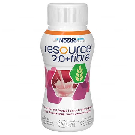 Resource 2.0 + Fibre, suplemento nutricional, sabor a frutos del bosque, 4 x 200 ml