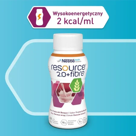 Resource 2.0 + Fibre, suplemento nutricional, sabor a frutos del bosque, 4 x 200 ml