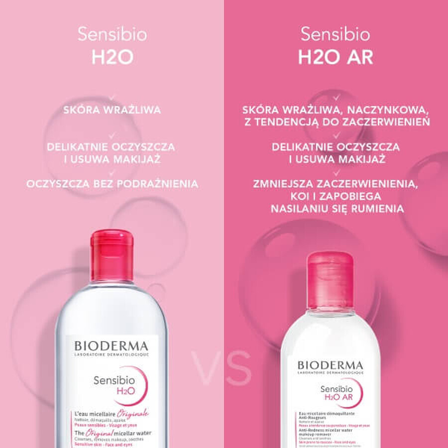 Bioderma Sensibio H2O AR, agua micelar, pieles sensibles y vasculares, 250 ml