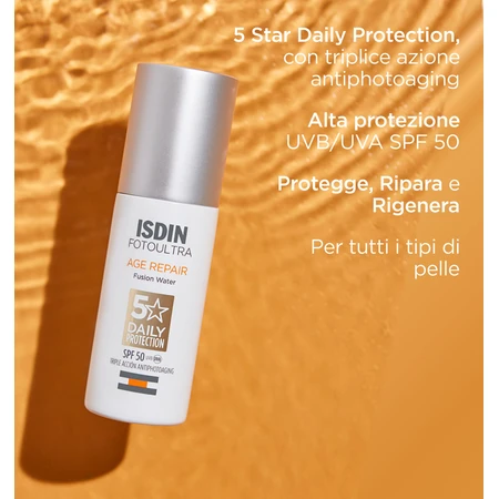 Isdin Fusion Water Age Repair zonbeschermingsvloeistof voor gezicht met SPF 50, 50 ml