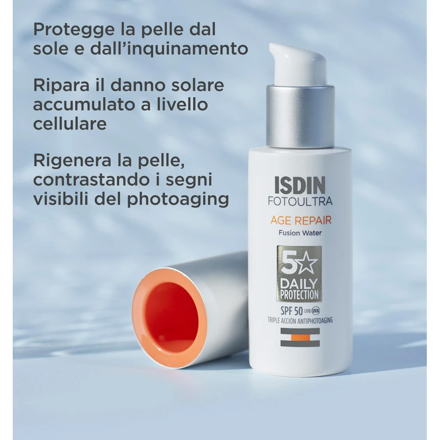 Isdin Fusion Water Age Repair zonbeschermingsvloeistof voor gezicht met SPF 50, 50 ml
