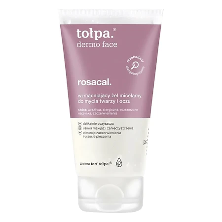 Tolpa Dermo Face, Rosacal, versterkende micellaire gel voor gezicht en ogen, 150 ml