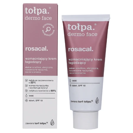 Tolpa Dermo Face, Rosacal, beruhigende und stärkende Creme, leicht, SPF 10, tagsüber, 40 ml