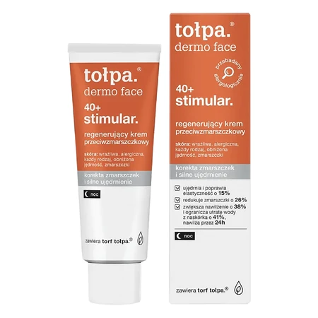 Tołpa Dermo Face, Stimular 40+, crema de día reafirmante y antiarrugas, SPF 15, rica, 40 ml