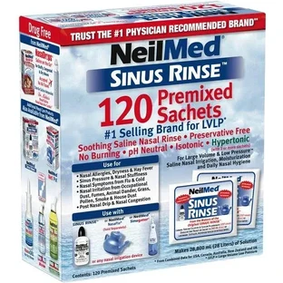 Sinus Rinse Kit, Supliment pentru irigarea sinusurilor pentru adulți, 120 pliculețe