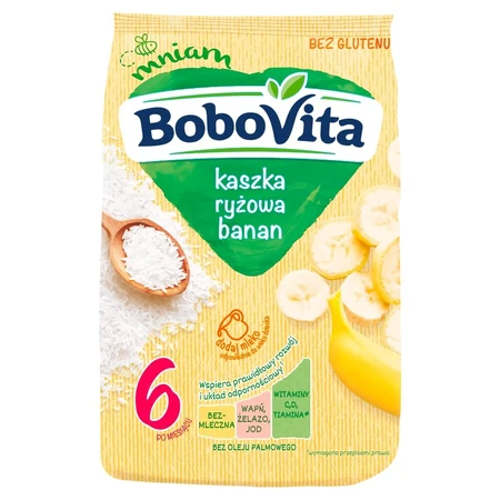 BoboVita Papilla de arroz, plátano, sin lácteos, sin gluten, a partir de 6 meses, 180 g