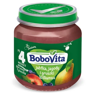 BoboVita Postre, manzana, arándano y pera, después de 4 meses, 125 g