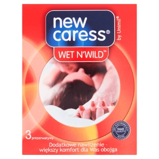 Unimil New Caress Wet N'Wild, preservativos adicionalmente hidratados, 3 piezas