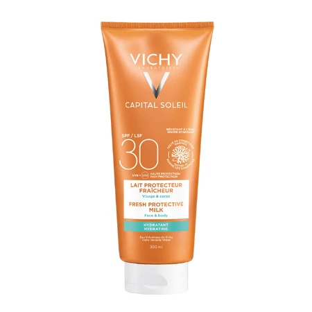 Vichy Ideal Soleil, leche protectora para rostro y cuerpo, FPS 30, 300ml