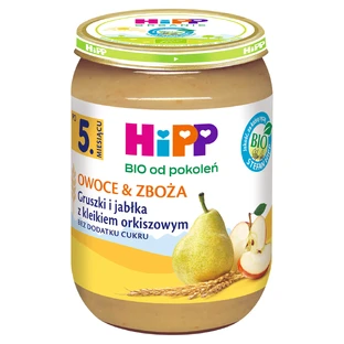 HiPP Fruit &amp; Granen Bio, peren en appels met speltpap, na 5 maanden, 190 g