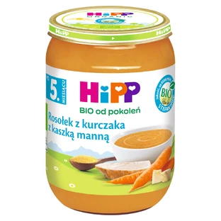 HiPP Bio-Hühnerbrühe-Suppe mit Grieß, nach 5 Monaten, 190 g