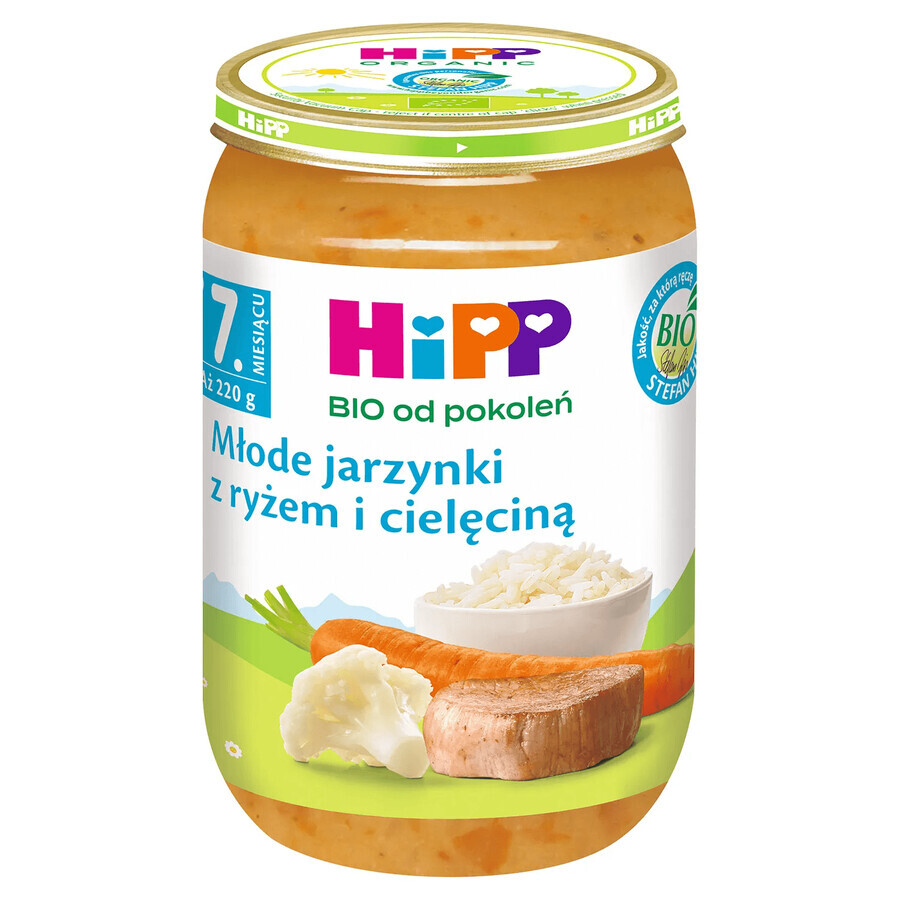 Shop HiPP Bio-Gericht, junges Gemüse mit Reis und Kalbfleisch, nach 7 Monaten, 220 g HiPP Bio-Gericht, junges Gemüse mit Reis und Kalbfleisch, nach 7 Monaten, 220 g