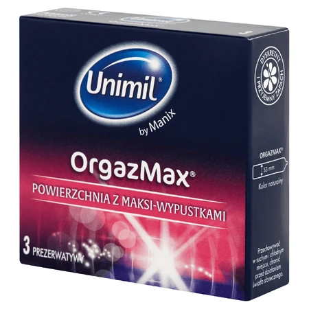 Unimil OrgazMax, condoms with maxi stripes, 3 pieces