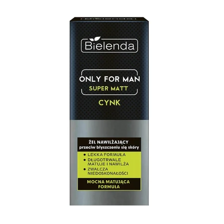 Bielenda Only For Men Super Matt, feuchtigkeitsspendendes Gel gegen Hautglanz, Zink, 50 ml