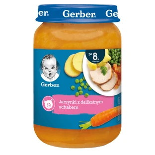 Cena Gerber, verduras con carne tierna de cerdo, a partir de 8 meses, 190 g