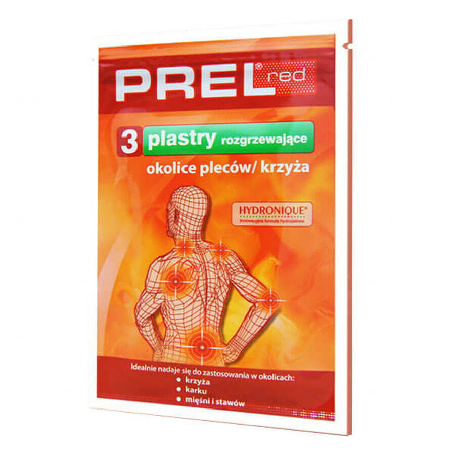 Prel Red, plaster for warming the back and sacrum, hydrogel, 3 pieces