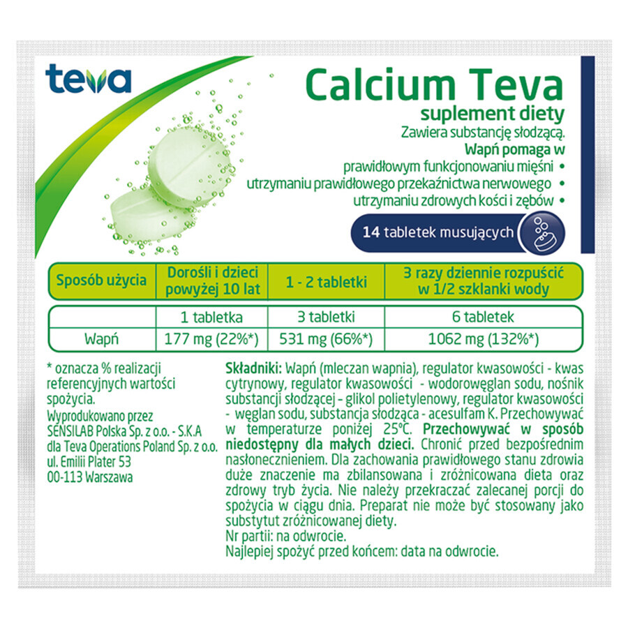Buy Teva Calcium, 14 effervescent tablets Teva Calcium, 14 effervescent tablets
