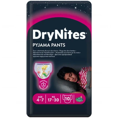 Huggies DryNites Girls, braguitas de noche, para niñas, 4-7 años, 17-30 kg, 10 unidades