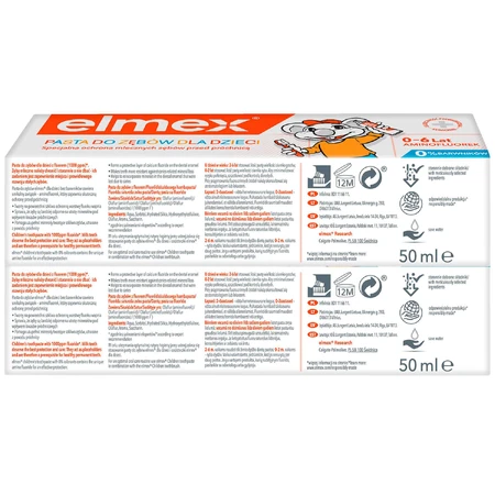 Elmex, pasta de dientes para niños con fluoruro de amina, 0-6 años, 2 x 50 ml