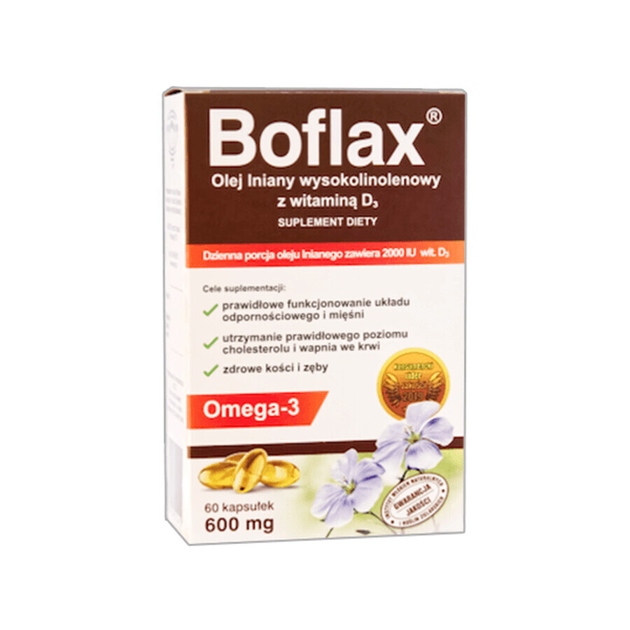 Boflax Flaxseed oil with vitamin D3, 60 capsules