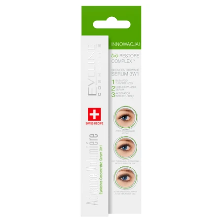 Eveline Cosmetics Advance Volumiere, suero para pestañas 3 en 1, 10 ml