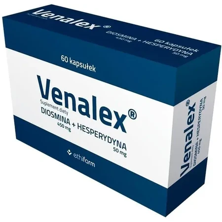 Venalex, micronized diosmin + hesperidin, 60 capsules, Ethifarm