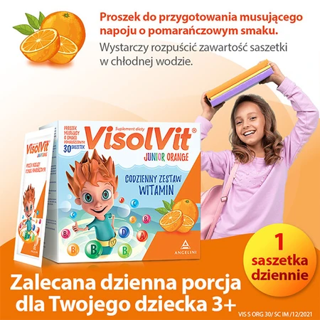 VisolVit Junior Orange, polvo efervescente, sabor naranja, 30 sobres