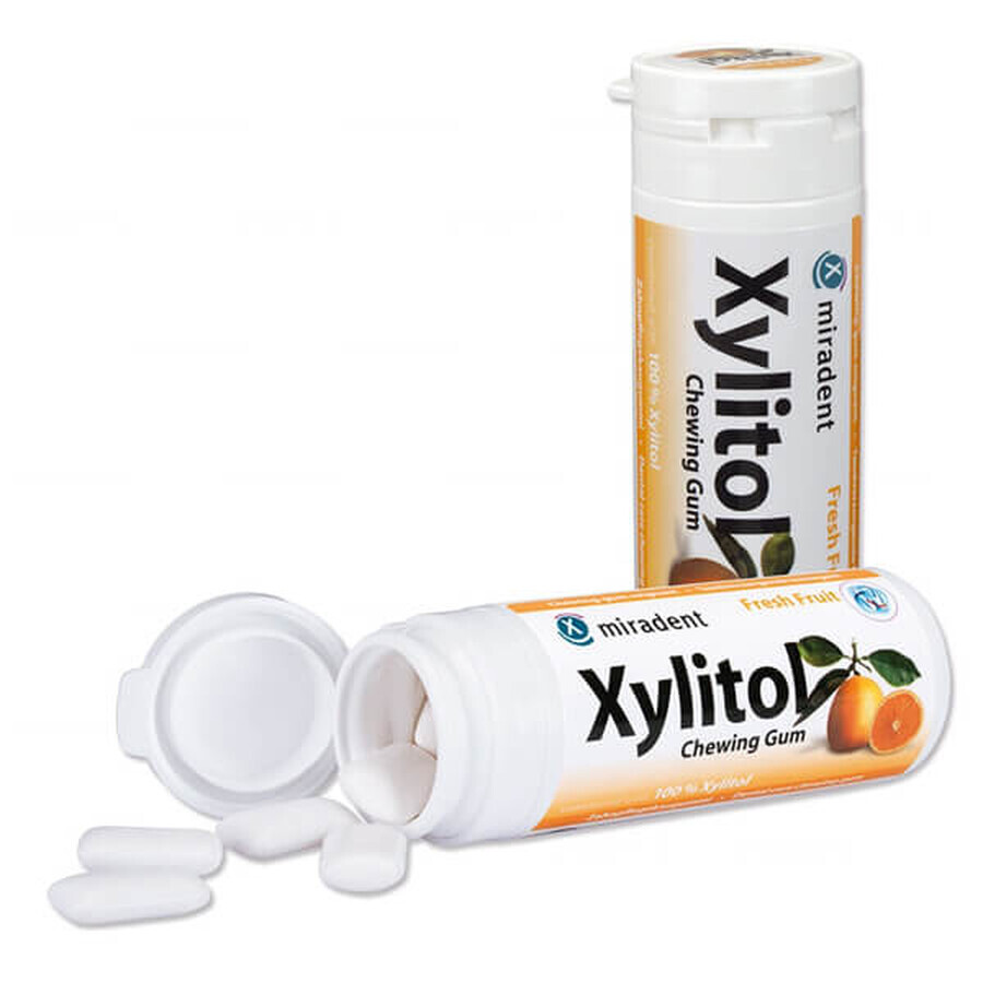 Cumpără Miradent Xylitol, gumă de mestecat cu xilitol, aromă de citrice, 30 bucăți Miradent Xylitol, gumă de mestecat cu xilitol, aromă de citrice, 30 bucăți