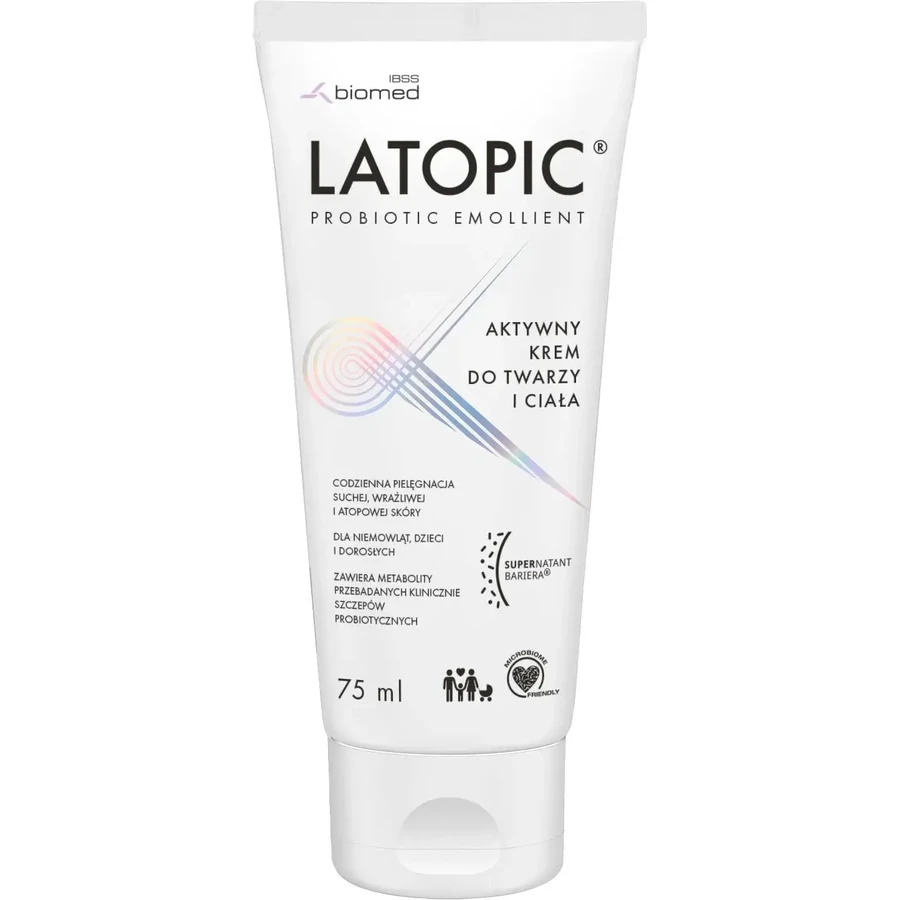 Latopic Probiotic Emollient, actieve crème gezicht & lichaam vanaf dag 1, 75 ml
