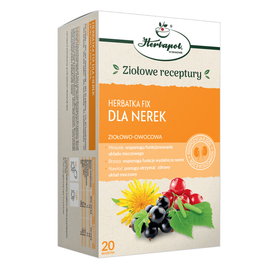 Buy Herbapol for kidneys, herbal and fruit fixed tea, 2 gx 20 sachets Herbapol for kidneys, herbal and fruit fixed tea, 2 gx 20 sachets