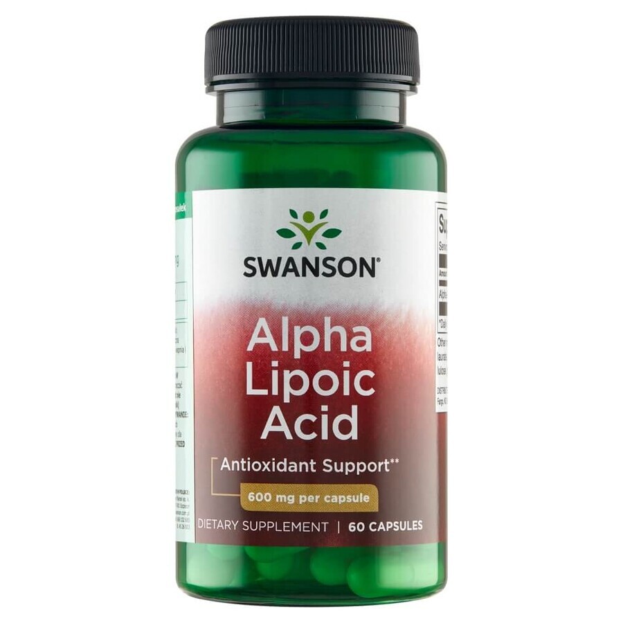 Boutique Swanson Alpha Lipoic Acid, Alpha Lipoic Acid 600 mg, 60 gélules Swanson Alpha Lipoic Acid, Alpha Lipoic Acid 600 mg, 60 gélules