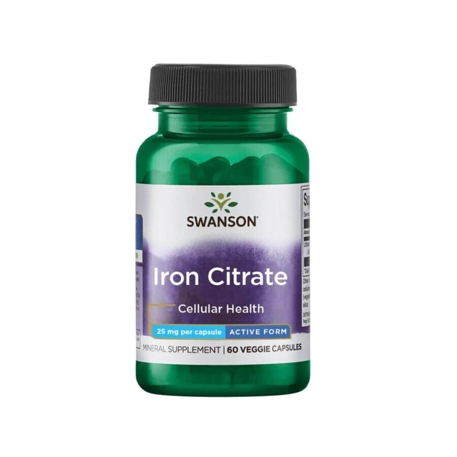 Boutique Swanson Iron Citrate, fer 25 mg, 60 gélules végétales Swanson Iron Citrate, fer 25 mg, 60 gélules végétales