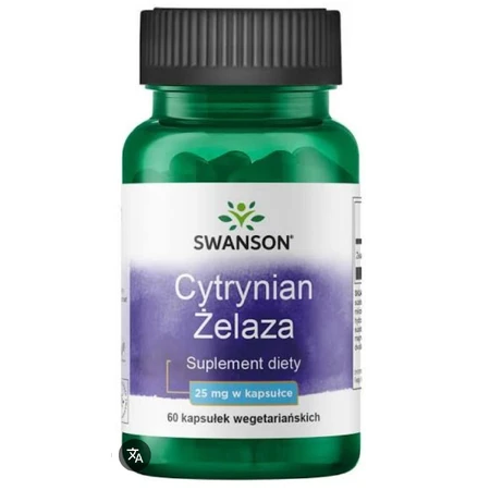 Swanson Iron Citrate, hierro 25 mg, 60 cápsulas vegetales