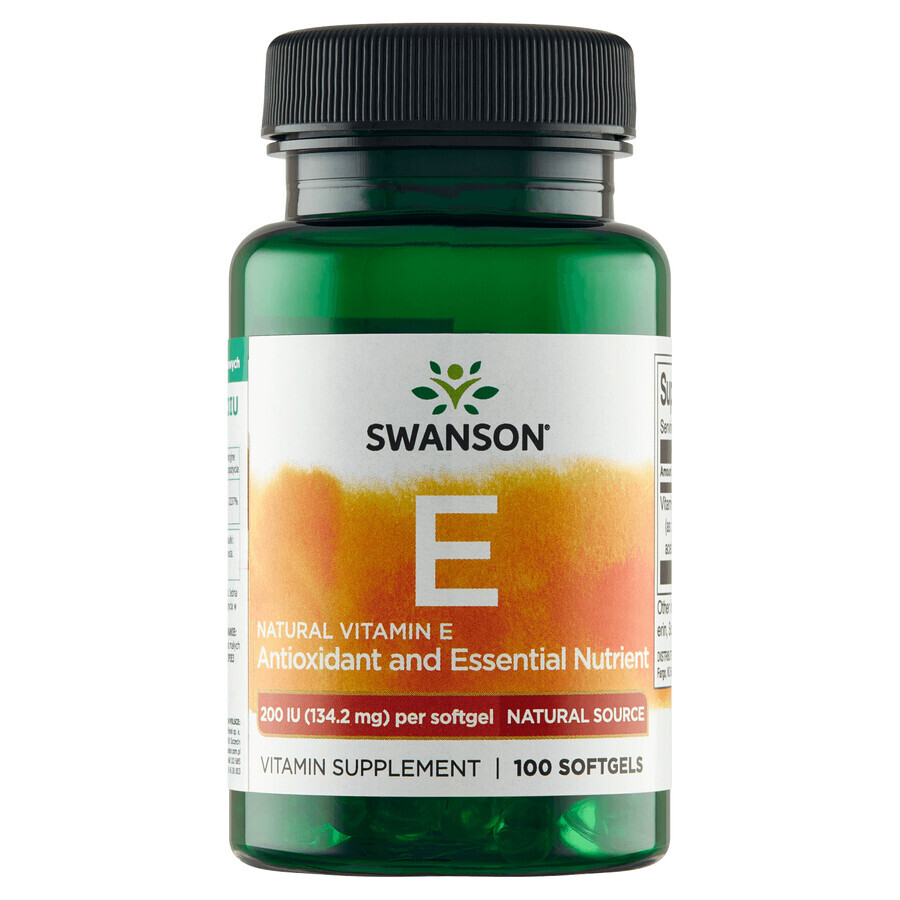 Boutique Swanson E, vitamine E naturelle 200 UI, 100 capsules de gel Swanson E, vitamine E naturelle 200 UI, 100 capsules de gel