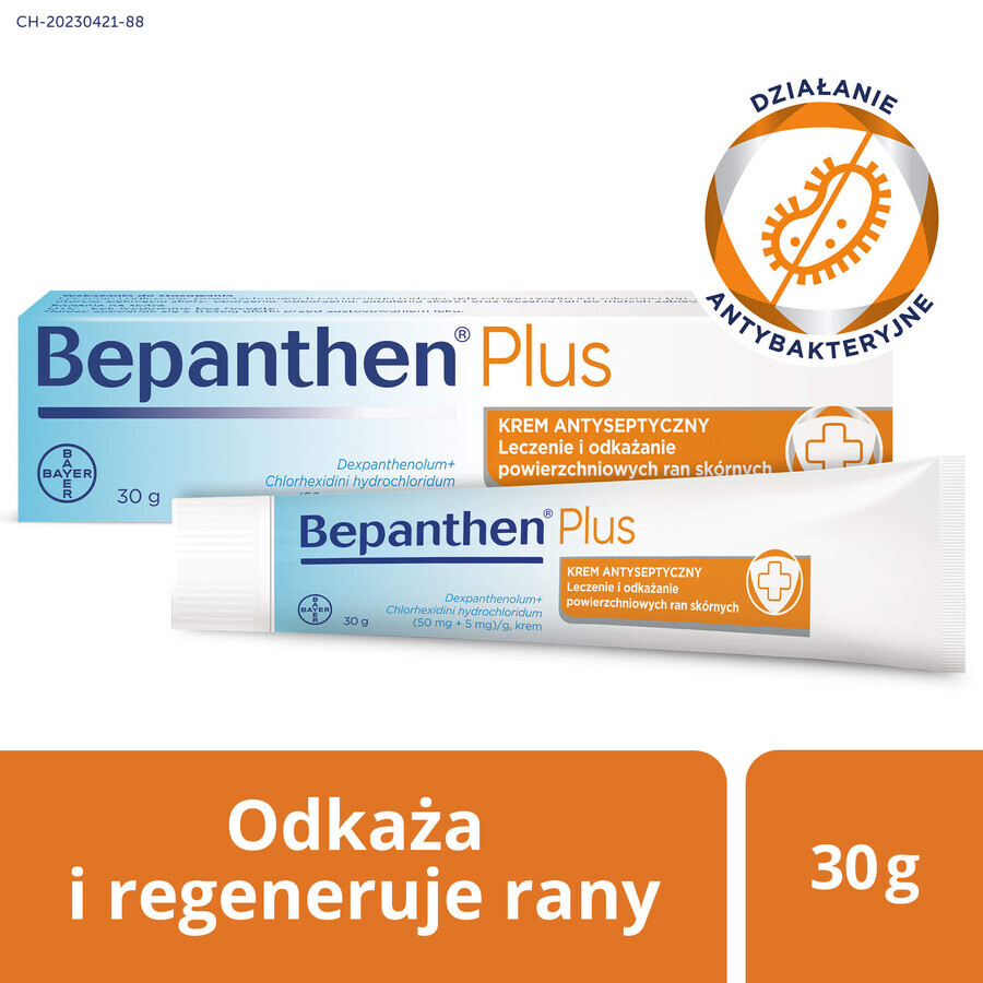 Bepanthen Plus (50 mg + 5 mg)/g, antiseptische Creme für Wunden, 30 g Bepanthen Plus (50 mg + 5 mg)/g, antiseptische Creme für Wunden, 30 g