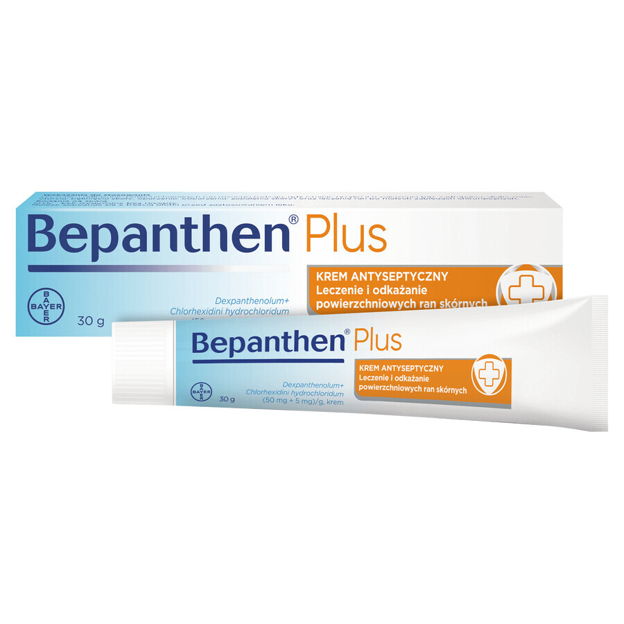 Shop Bepanthen Plus (50 mg + 5 mg)/g, antiseptische Creme für Wunden, 30 g Bepanthen Plus (50 mg + 5 mg)/g, antiseptische Creme für Wunden, 30 g