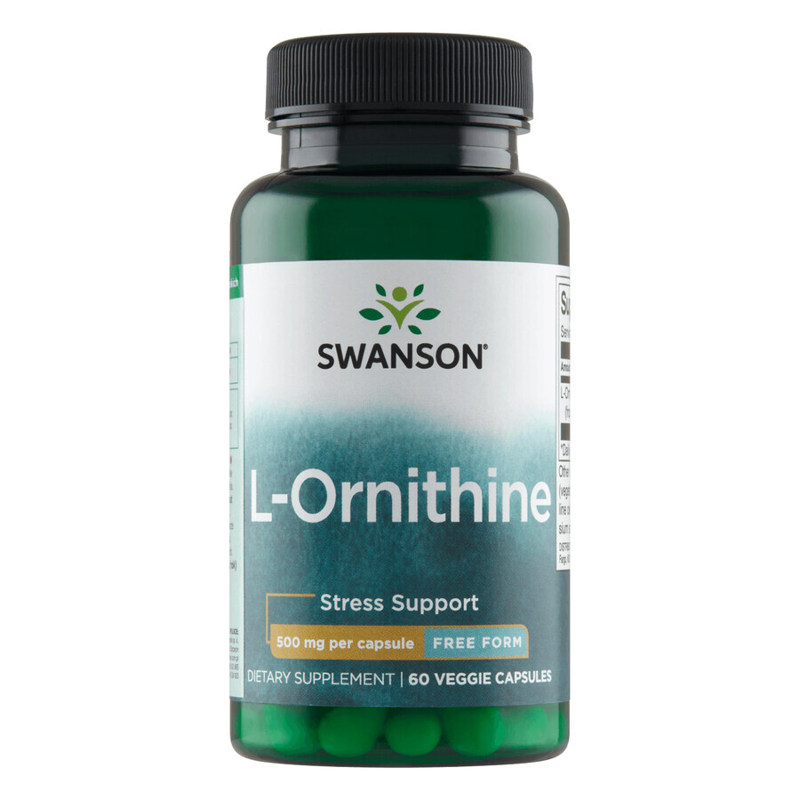 Boutique Swanson L-Ornithine, L-Ornithine 500 mg, 60 gélules végétales Swanson L-Ornithine, L-Ornithine 500 mg, 60 gélules végétales