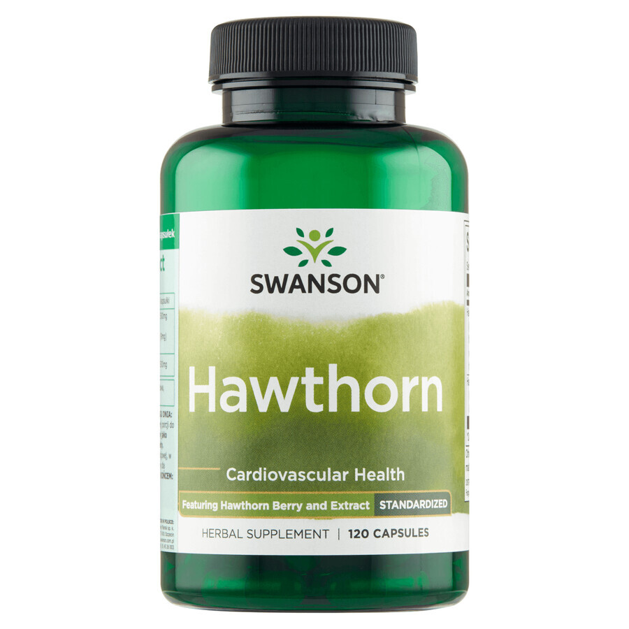 Swanson Hawthorn, extracto de espino y bayas, 120 cápsulas